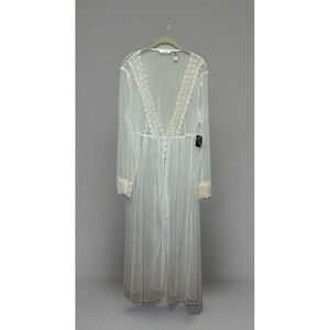 NEW! Vintage Delicates White Sheer  Lace Sequins Bridal Peignoir Open Robe Sz 1X